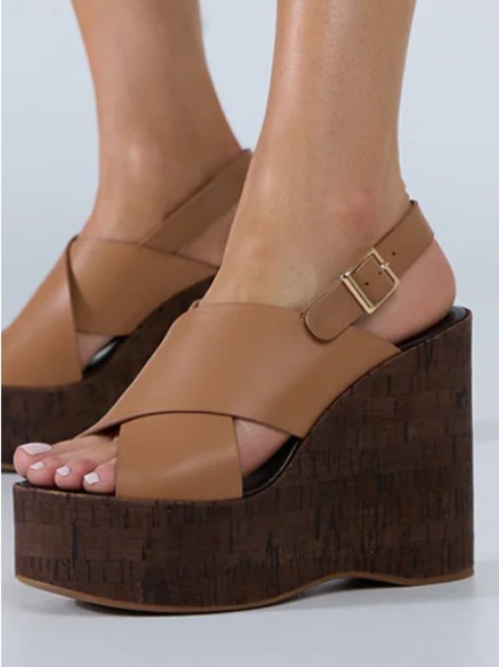 Tony Bianco Vogue Women’s Platform Wedge Slingback Sandal Tan Como NWB